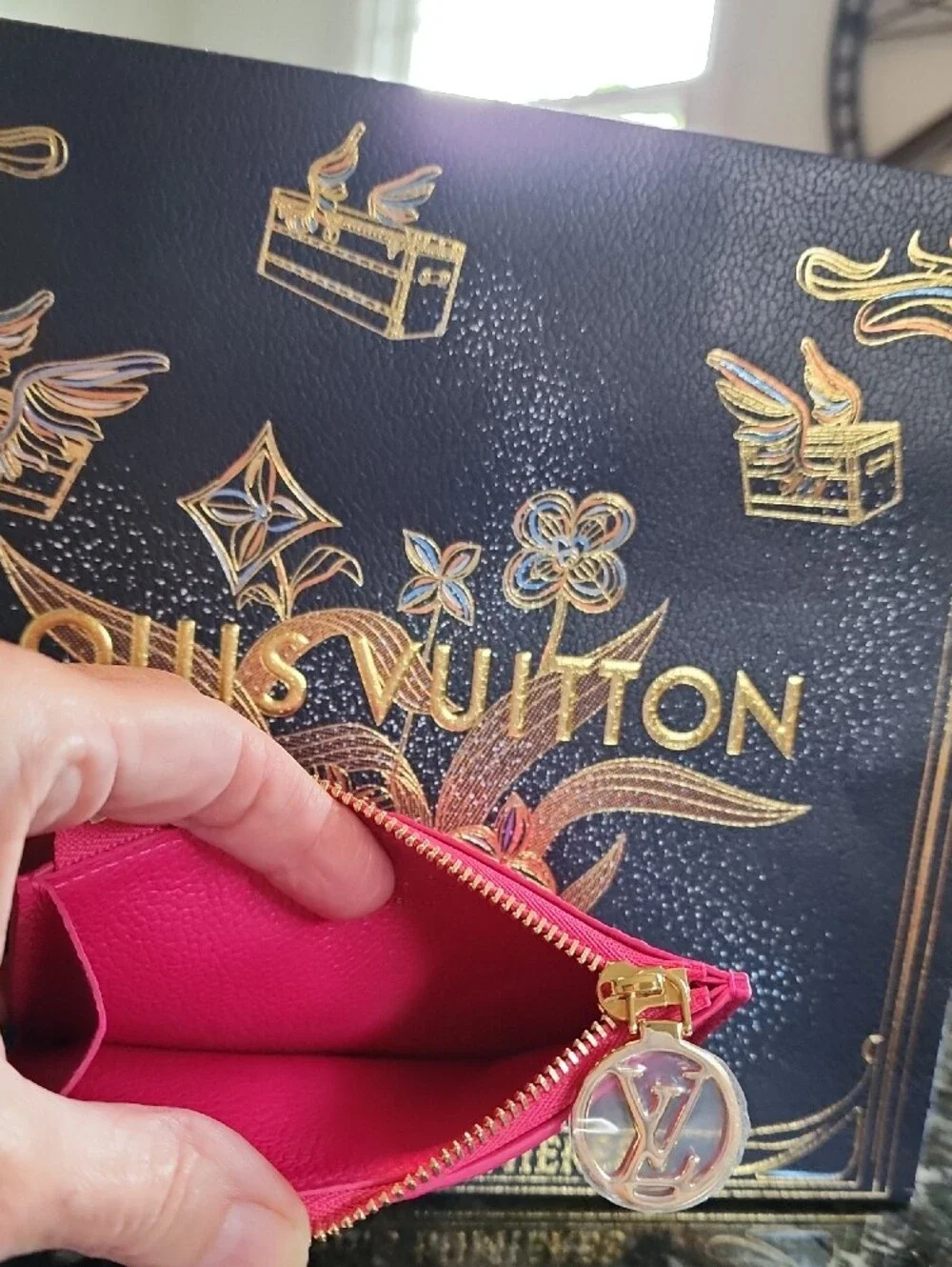 Louis Vuitton Hot Pink Monogram Cardholder with Gold Charm